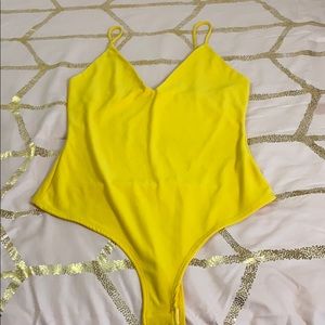Low Cut Yellow Button Bodysuit